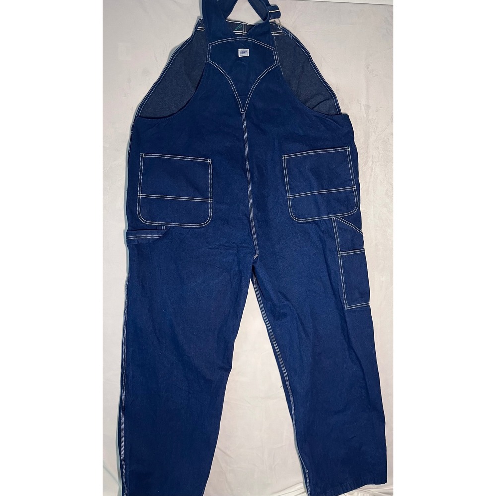 Liberty Mens Blue Denim Bib Overalls Green Zipper Workwear R342150 50x32 - Picture 8 of 8